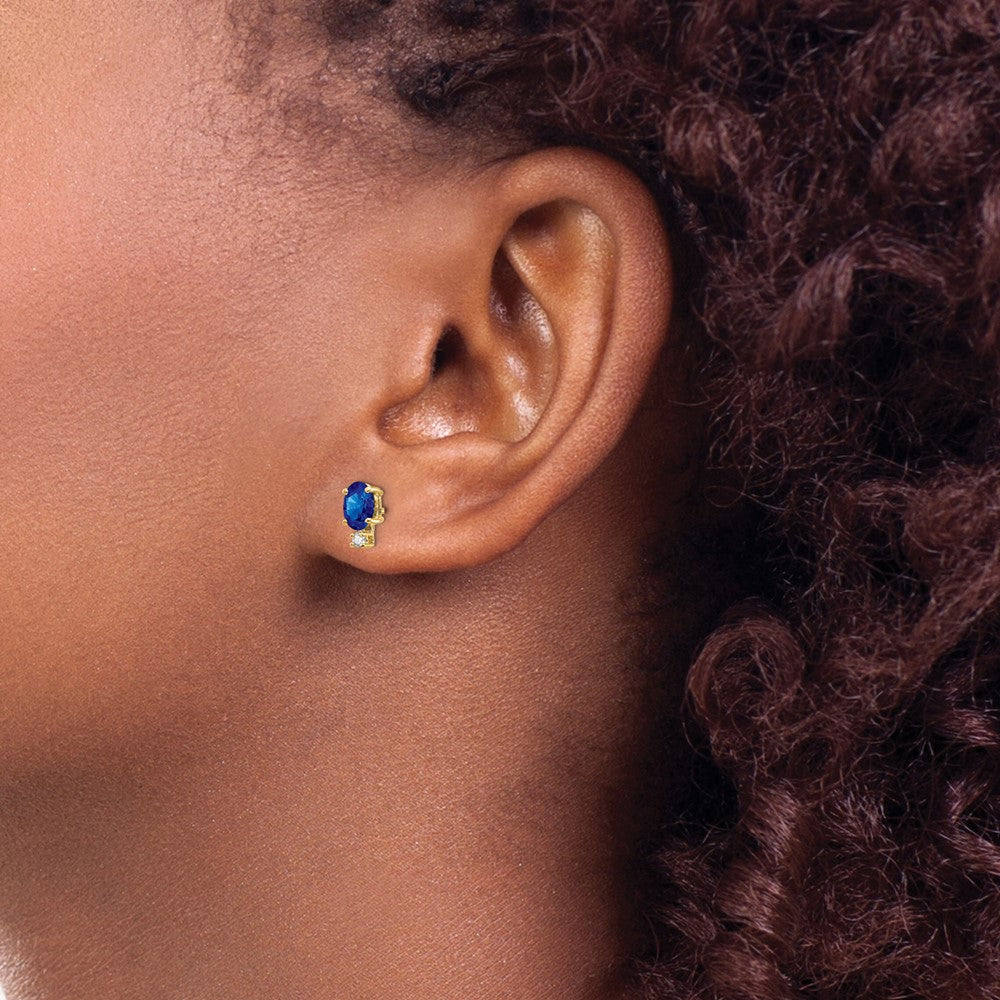 14k Sapphire Diamond Post Earrings