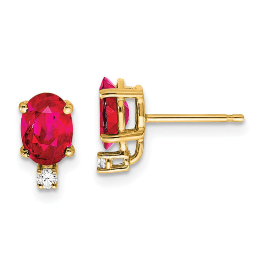 14k 7x5mm Oval Ruby & AAA Diamond Earrings