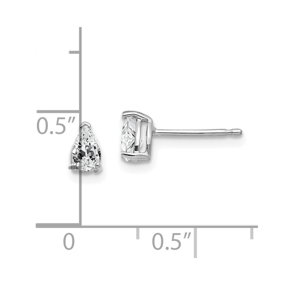 14k White Gold Cubic Zirconia pear stud earring