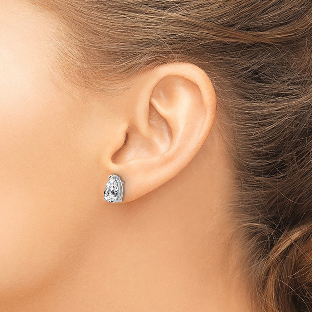 14k White Gold 9x6mm Pear Cubic Zirconia Earrings