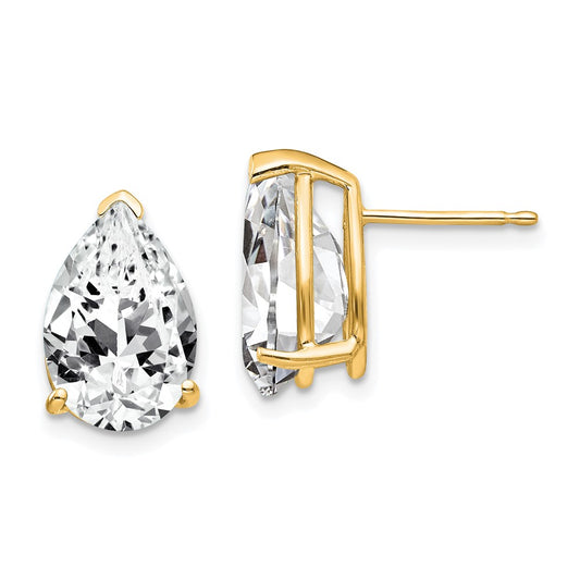 14k 12x8mm Pear Cubic Zirconia Earrings