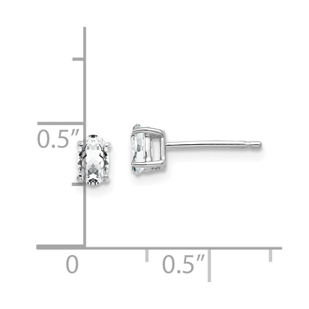 14k White Gold 5x3mm Oval Cubic Zirconia Earrings