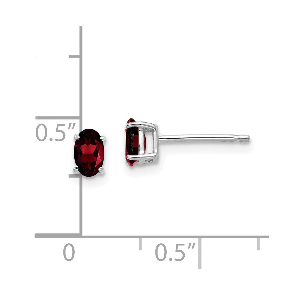 14k White Gold 5x3mm Oval Garnet Earrings