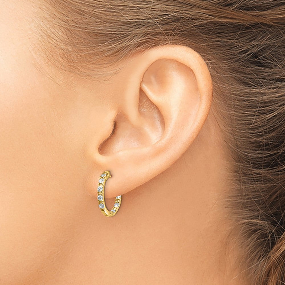 14k AAA Diamond Hinged Hoop Earrings