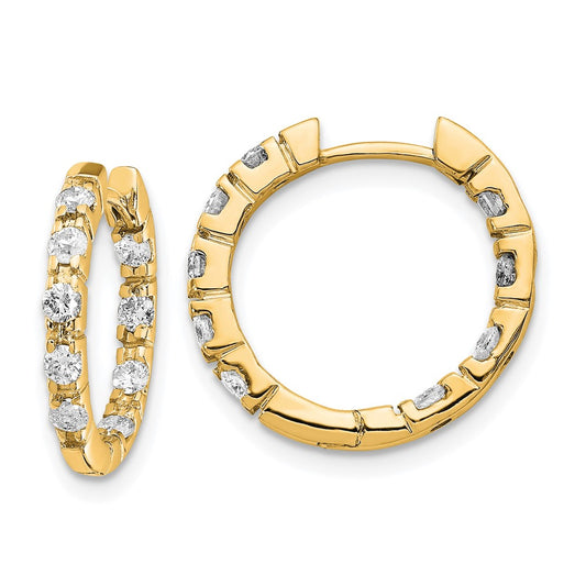 14k A Diamond Hinged Hoop Earrings