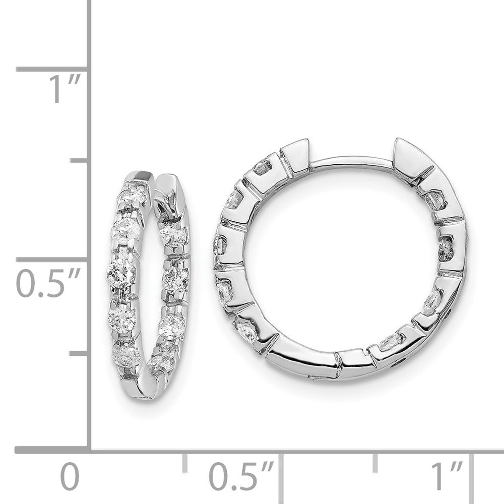 14k White Gold AAA Diamond Hinged Hoop Earrings