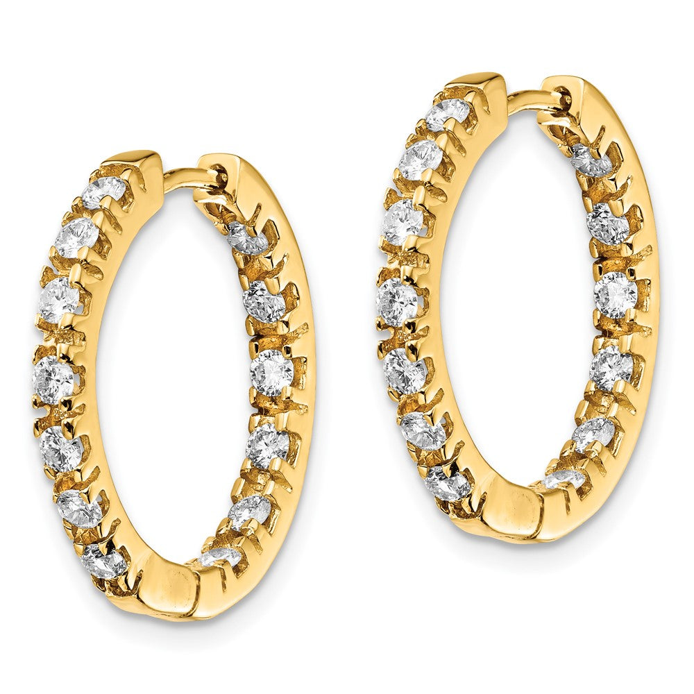 14k AAA Diamond Hinged Hoop Earrings