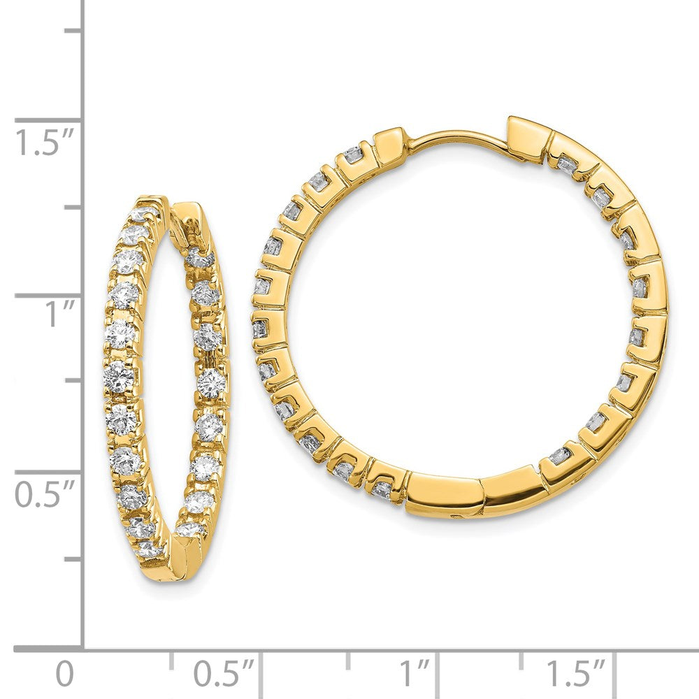 14k A Diamond Hinged Hoop Earrings