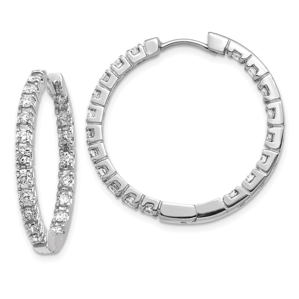 14k White Gold AAA Diamond Hinged Hoop Earrings