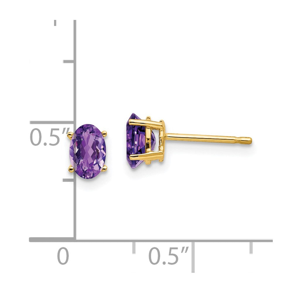 14k 6x4mm Oval Amethyst Earrings