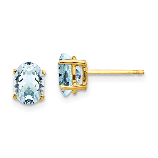 14k Aquamarine Post Earrings