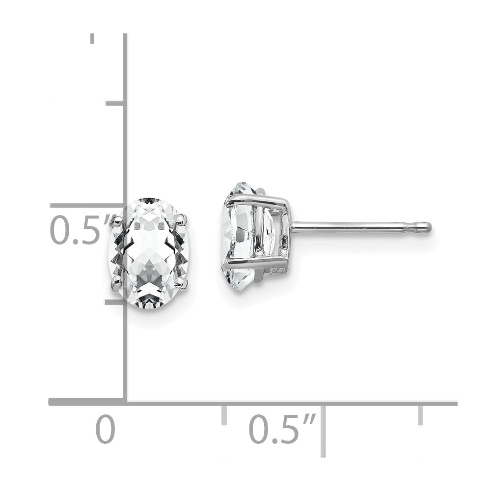 14k White Gold Cubic Zirconia Oval Stud Earring