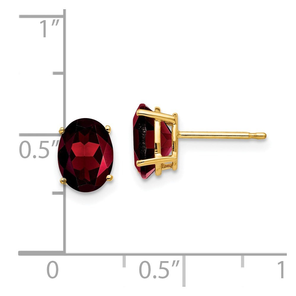 14k 8x6mm Oval Garnet Earrings
