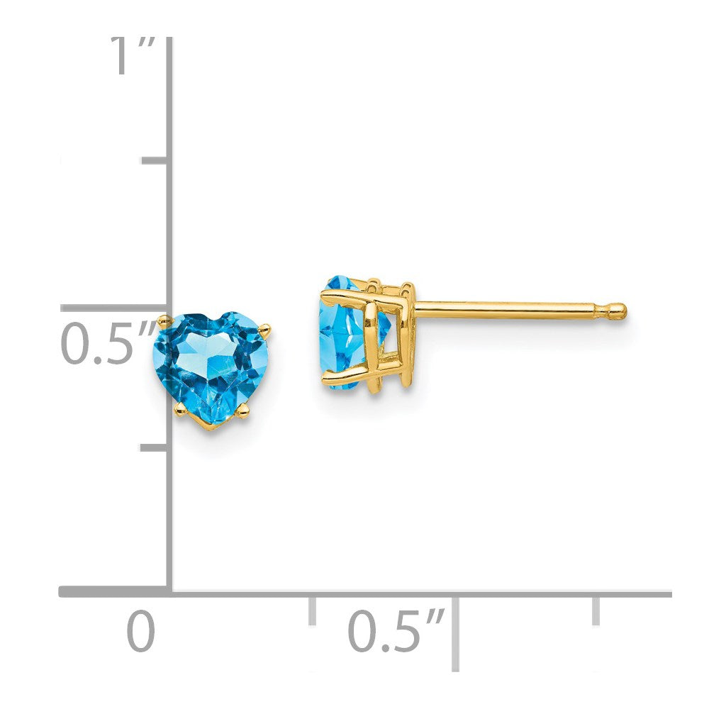 14k 5mm Heart Blue Topaz Earrings