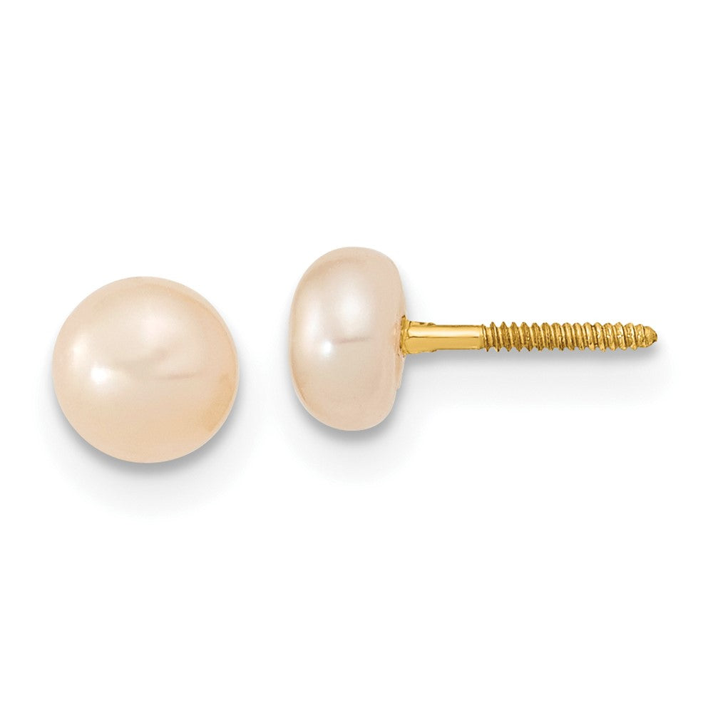 14k 3-4mm Semi-Round Pink Freshwater Cultured Pearl 12 inch Necklace, 5 inch Bracelet and Post Earring Set