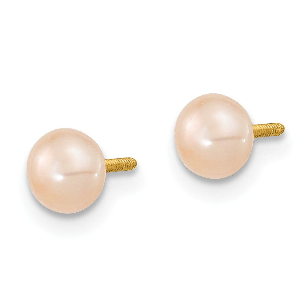 14k 3-4mm Semi-Round Pink Freshwater Cultured Pearl 12 inch Necklace, 5 inch Bracelet and Post Earring Set