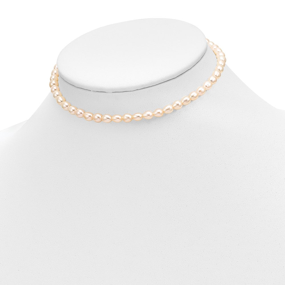 14k 3-4mm Semi-Round Pink Freshwater Cultured Pearl 12 inch Necklace, 5 inch Bracelet and Post Earring Set