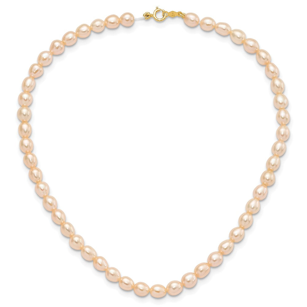 14k 3-4mm Semi-Round Pink Freshwater Cultured Pearl 12 inch Necklace, 5 inch Bracelet and Post Earring Set