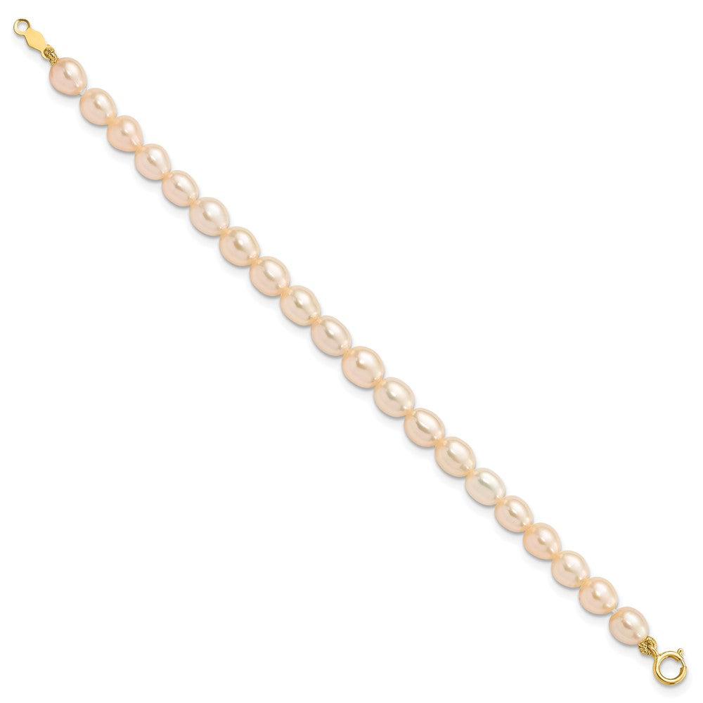 14k 3-4mm Semi-Round Pink Freshwater Cultured Pearl 12 inch Necklace, 5 inch Bracelet and Post Earring Set