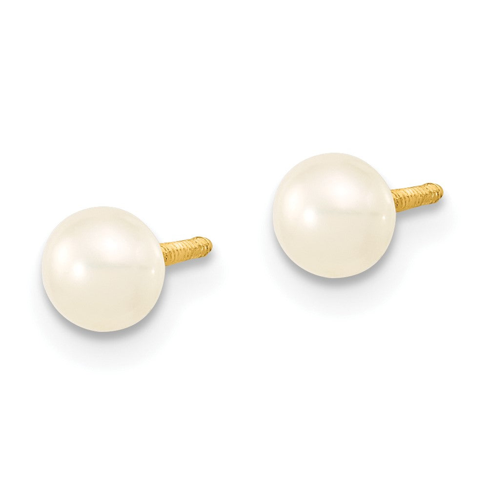 14k 3-4mm Semi-Round White Freshwater Cultured Pearl 12 inch Necklace, 4 inch Bracelet and Post Earrings Set