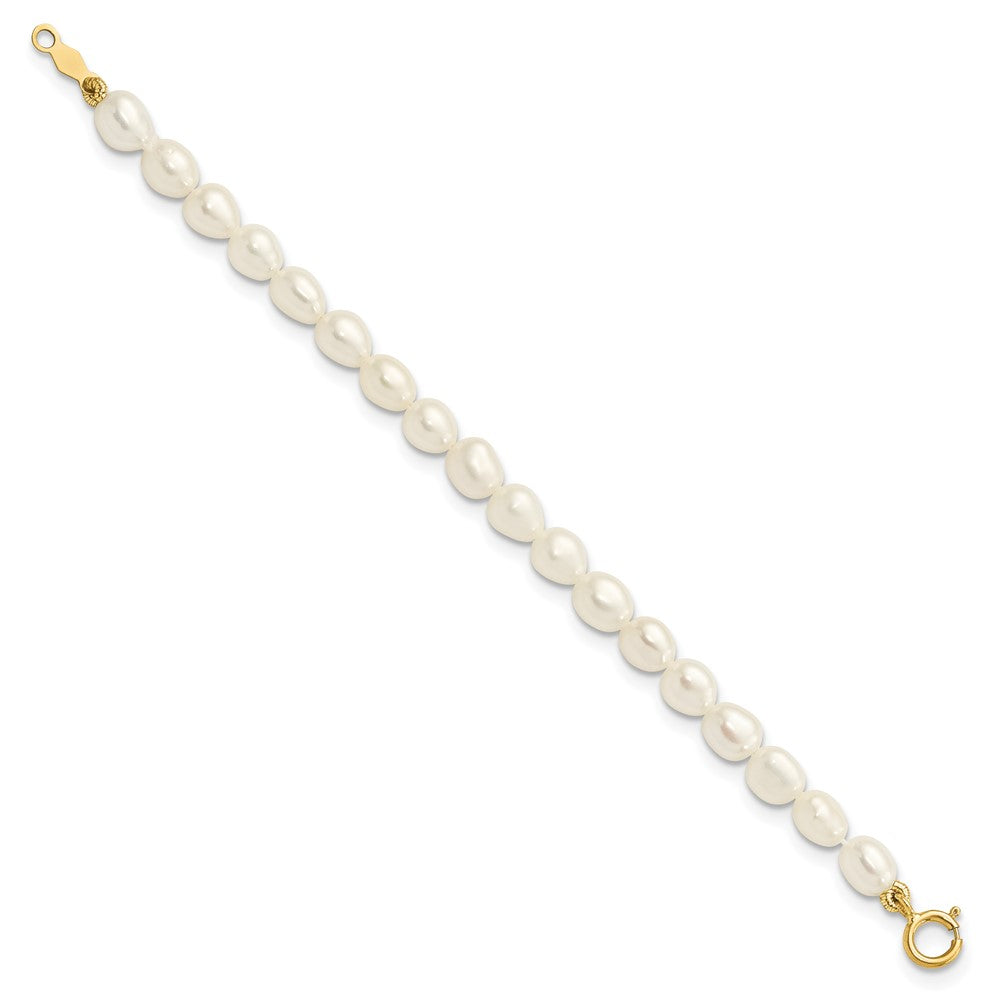14k 3-4mm Semi-Round White Freshwater Cultured Pearl 12 inch Necklace, 4 inch Bracelet and Post Earrings Set
