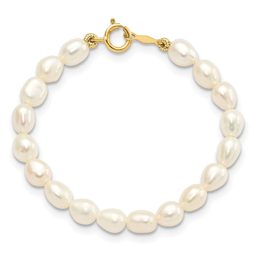 14k 3-4mm Semi-Round White Freshwater Cultured Pearl 12 inch Necklace, 4 inch Bracelet and Post Earrings Set