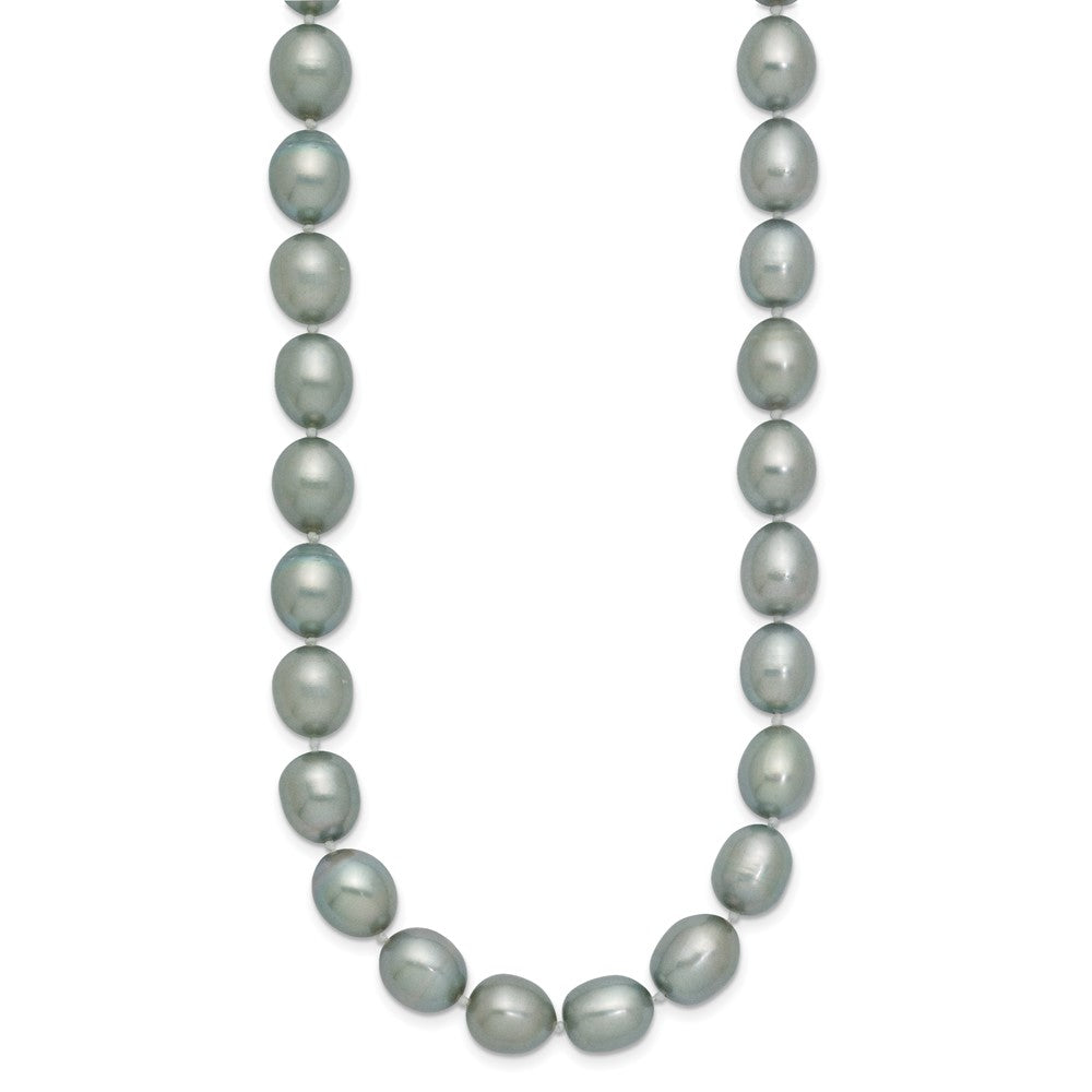 14k White Gold 8-9mm Grey Rice Freshwater Cultured Pearl 20 inch Necklace