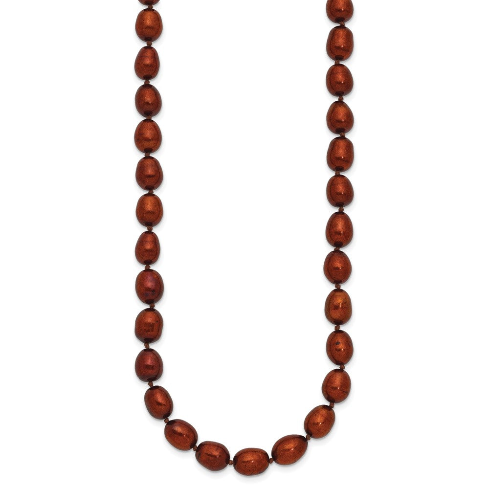 14k 7-8mm Brown Rice Freshwater Cultured Pearl 7.25 inch Bracelet