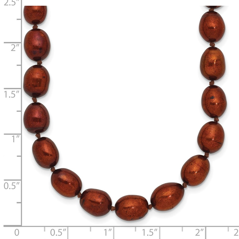14k 7-8mm Brown Rice Freshwater Cultured Pearl 7.25 inch Bracelet