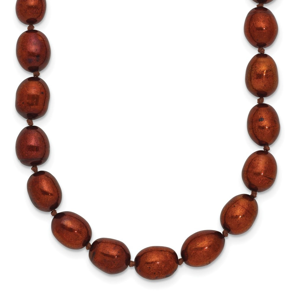 14k 7-8mm Brown Rice Freshwater Cultured Pearl 7.25 inch Bracelet
