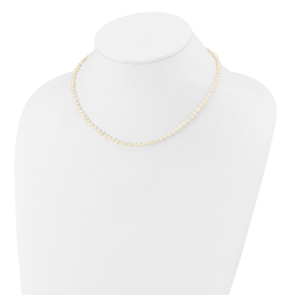14k Yellow Gold 3-4mm White Near Round Freshwater Cultured Pearl Bracelet