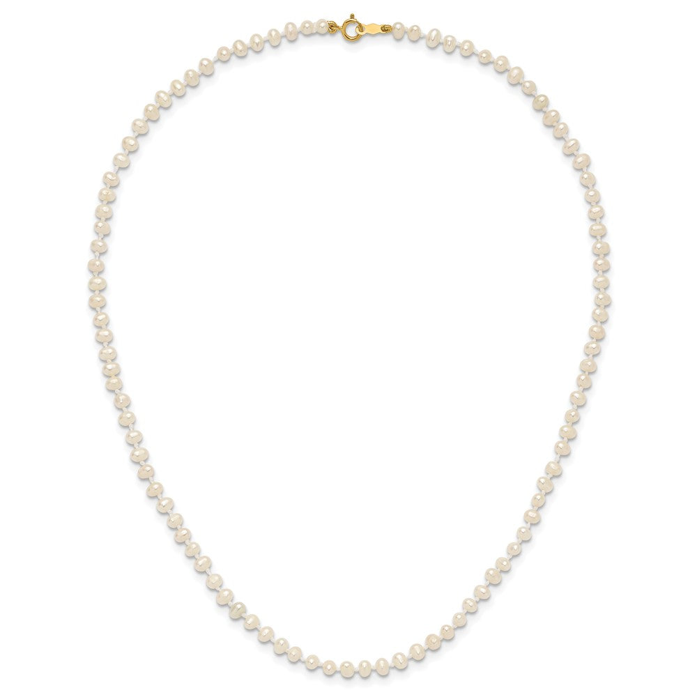14k Yellow Gold 3-4mm White Near Round Freshwater Cultured Pearl Bracelet