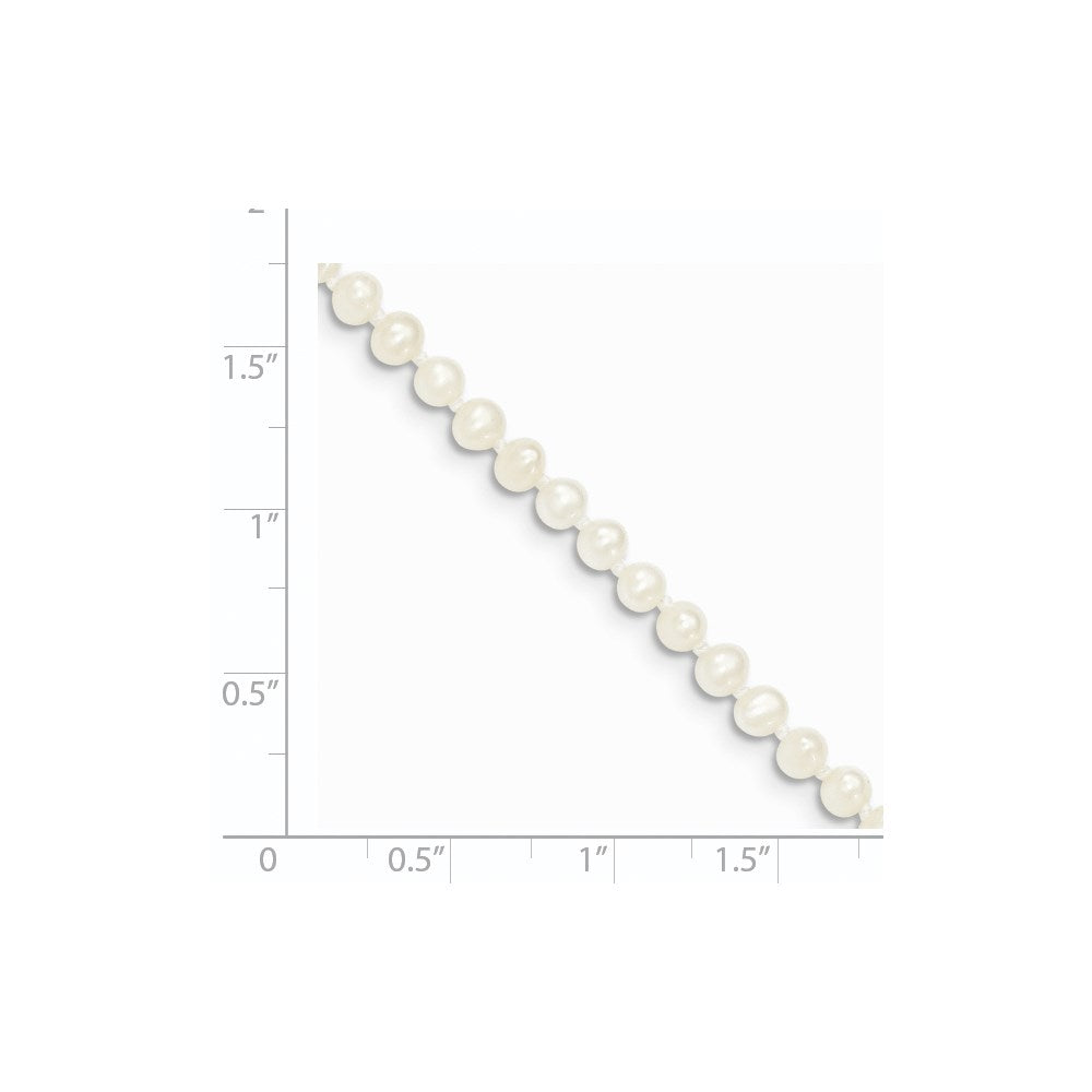 14k Yellow Gold 3-4mm White Near Round Freshwater Cultured Pearl Bracelet