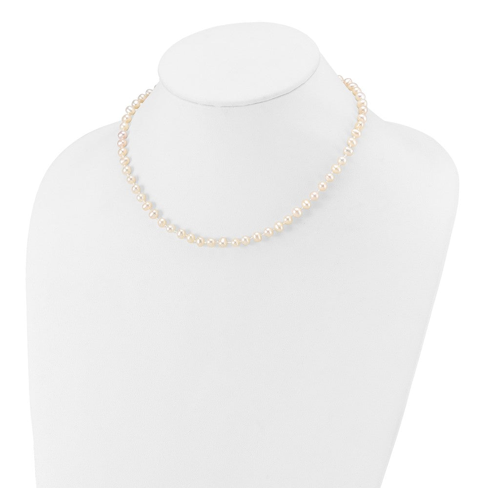 14k 4-5mm White Semi-Round Freshwater Cultured Pearl 14 inch Necklace