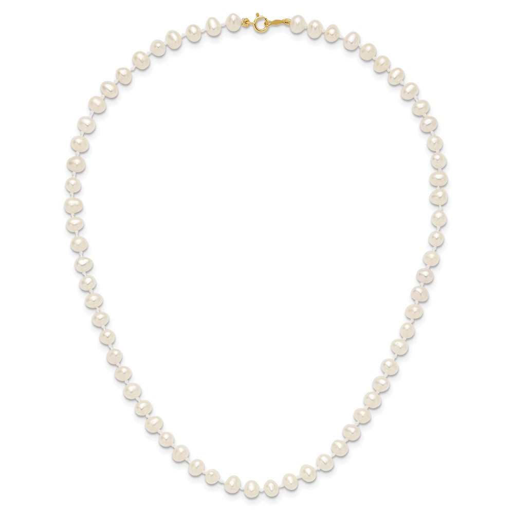 14k 4-5mm White Semi-Round Freshwater Cultured Pearl 14 inch Necklace