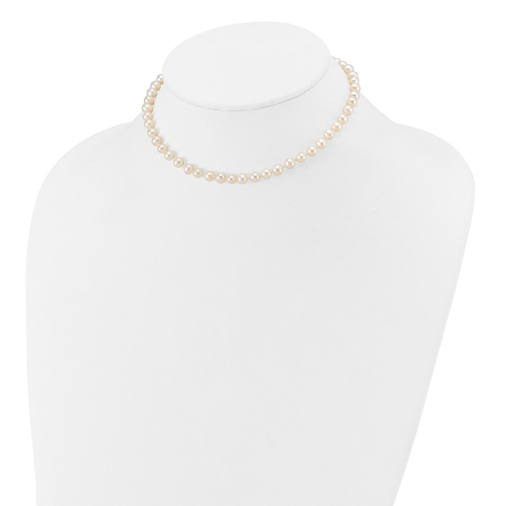 14k Yellow Gold 5-6mm White Near Round Freshwater Cultured Pearl Bracelet