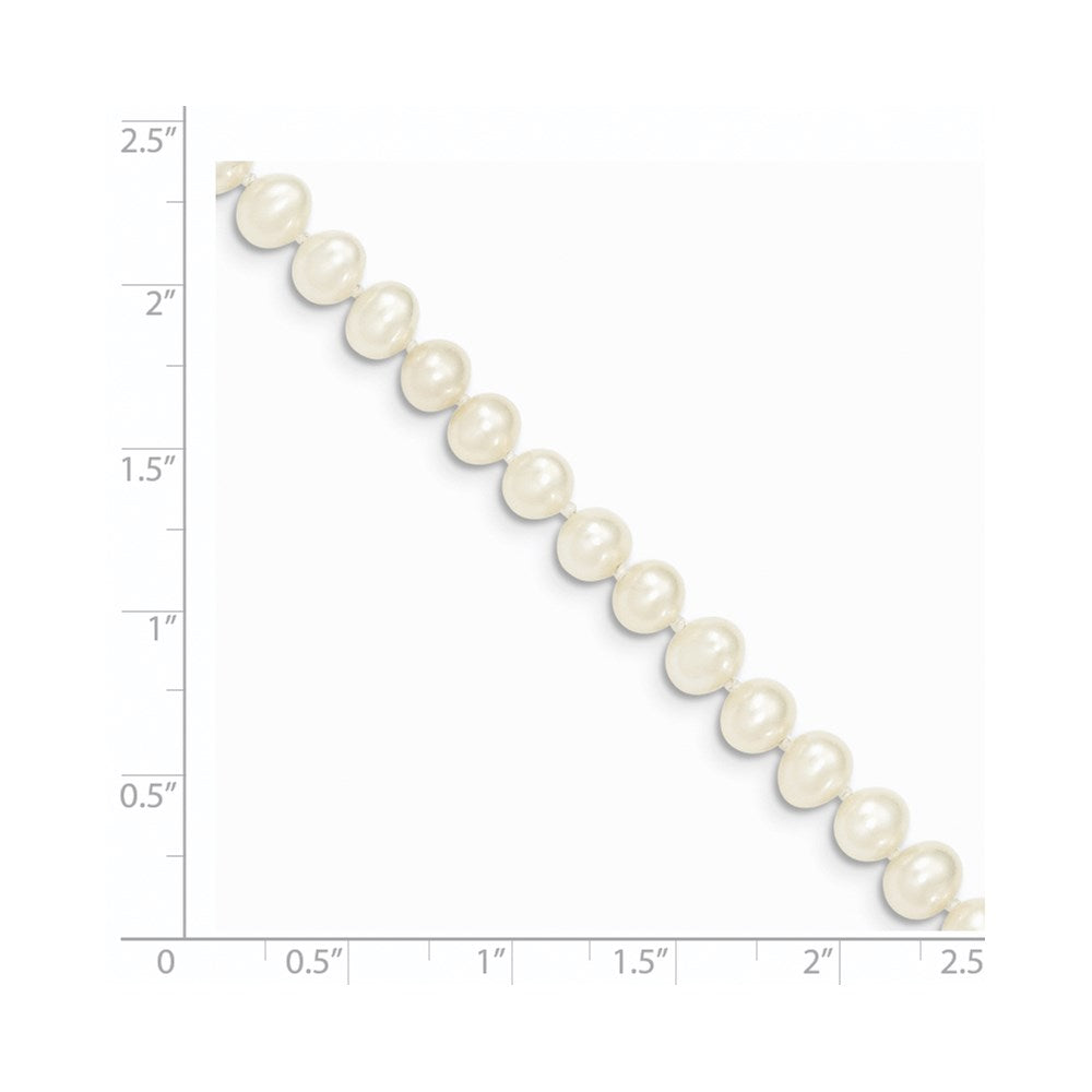 14k Yellow Gold 5-6mm White Near Round Freshwater Cultured Pearl Bracelet