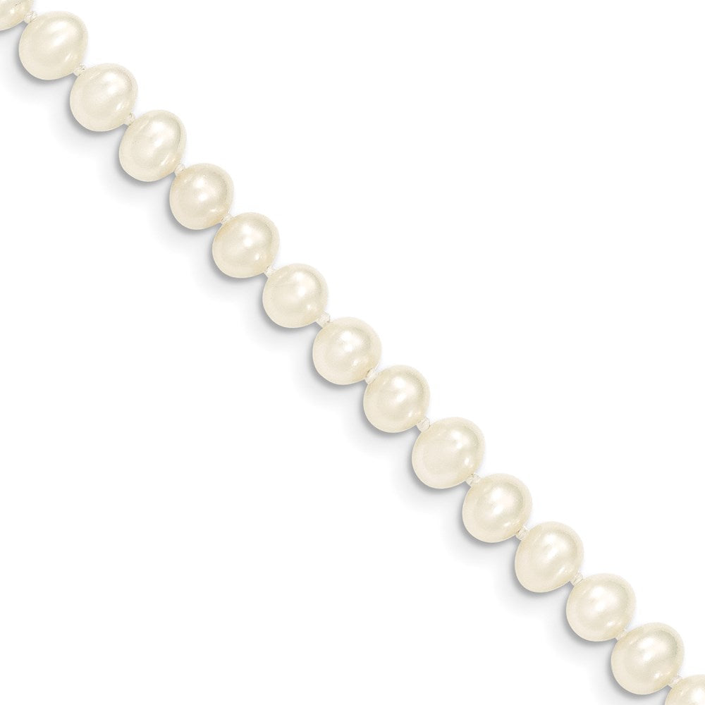 14k Yellow Gold 5-6mm White Near Round Freshwater Cultured Pearl Bracelet