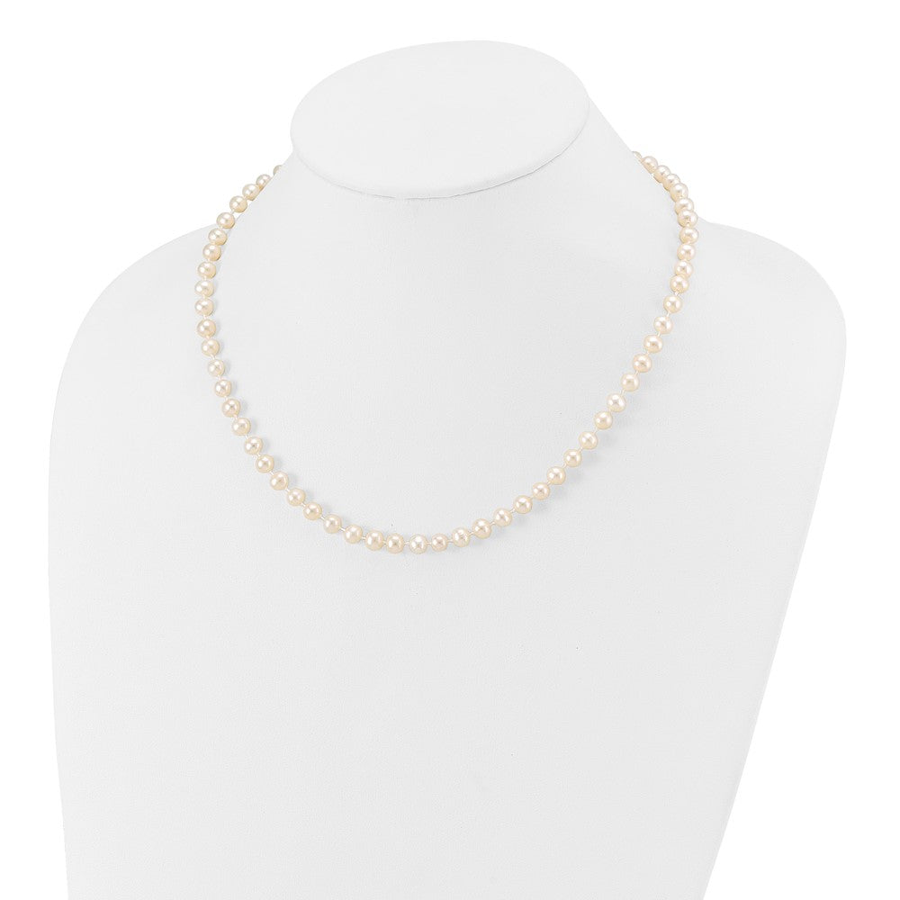 14k 5-6mm White Semi-Round Freshwater Cultured Pearl 16 inch Necklace