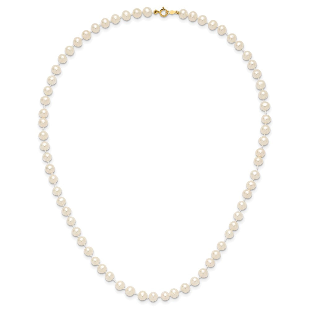 14k 5-6mm White Semi-Round Freshwater Cultured Pearl 16 inch Necklace
