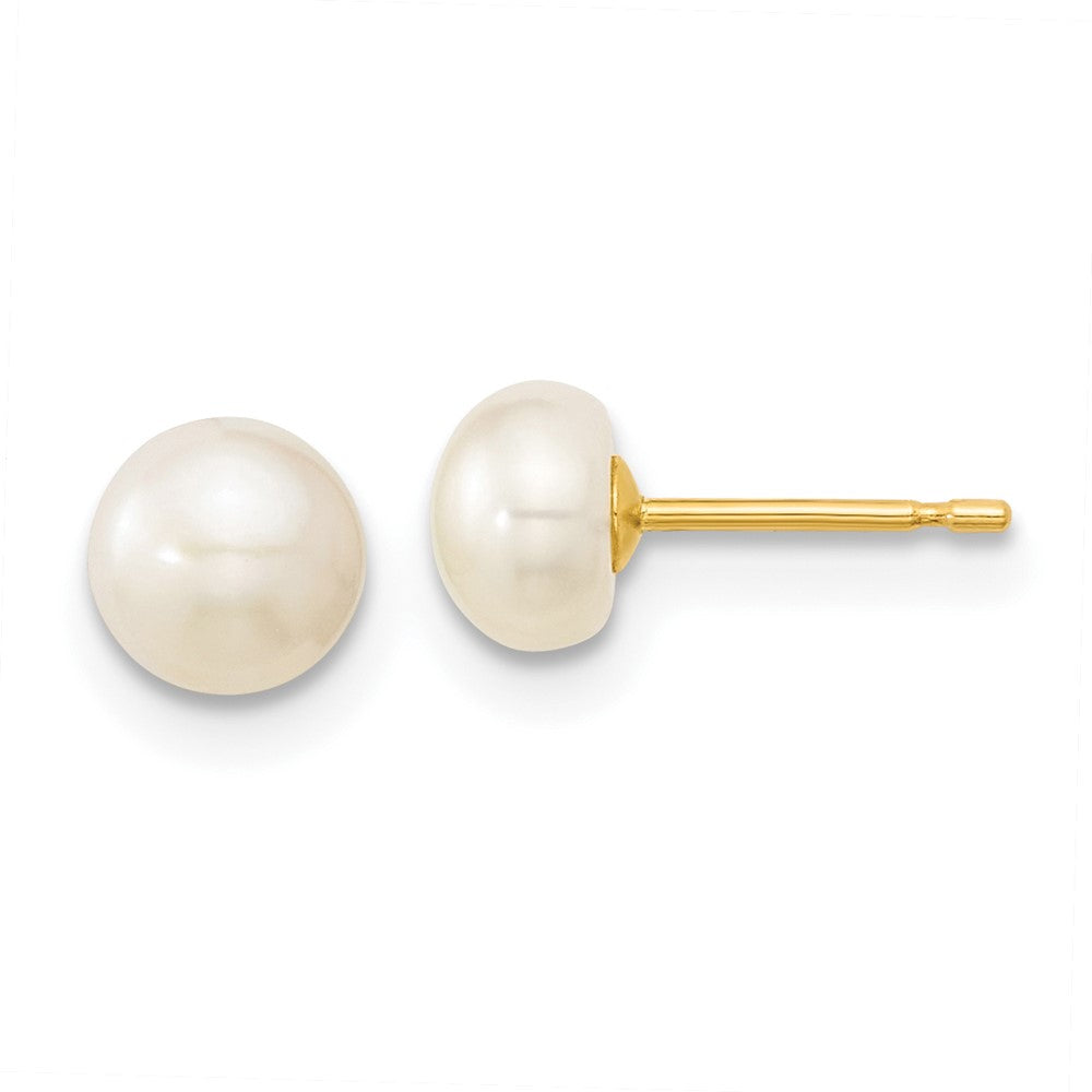 14k 5-6mm White Freshwater Cultured Pearl 5 inch Bracelet, 14 inch Necklace and Post Earrings Set