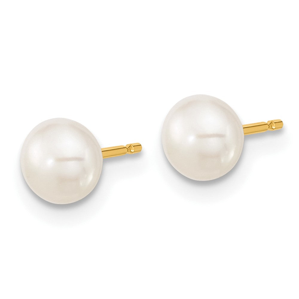 14k 5-6mm White Freshwater Cultured Pearl 5 inch Bracelet, 14 inch Necklace and Post Earrings Set