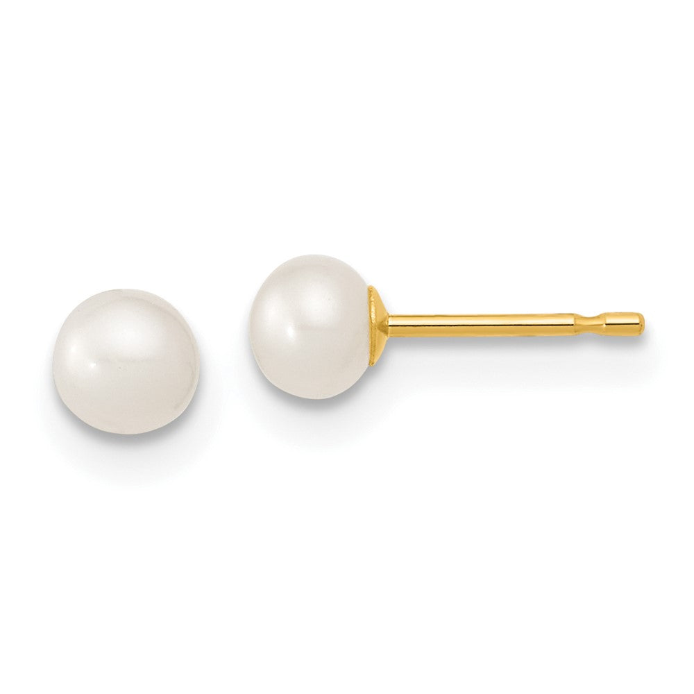 14k 4-5mm White Freshwater Cultured Pearl 5 inch Bracelet with 1 inch Extension, 14 inch Necklace with 1 inch Extension and Post Earrings Set