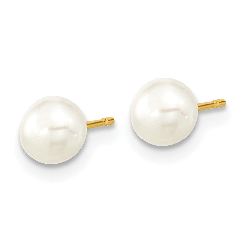 14k 5-6mm White Freshwater Cultured Pearl 5 inch Bracelet, 14 inch Necklace and Post Earrings Set