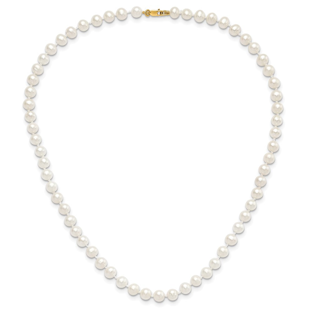 14k 5-6mm White Freshwater Cultured Pearl 5 inch Bracelet, 14 inch Necklace and Post Earrings Set