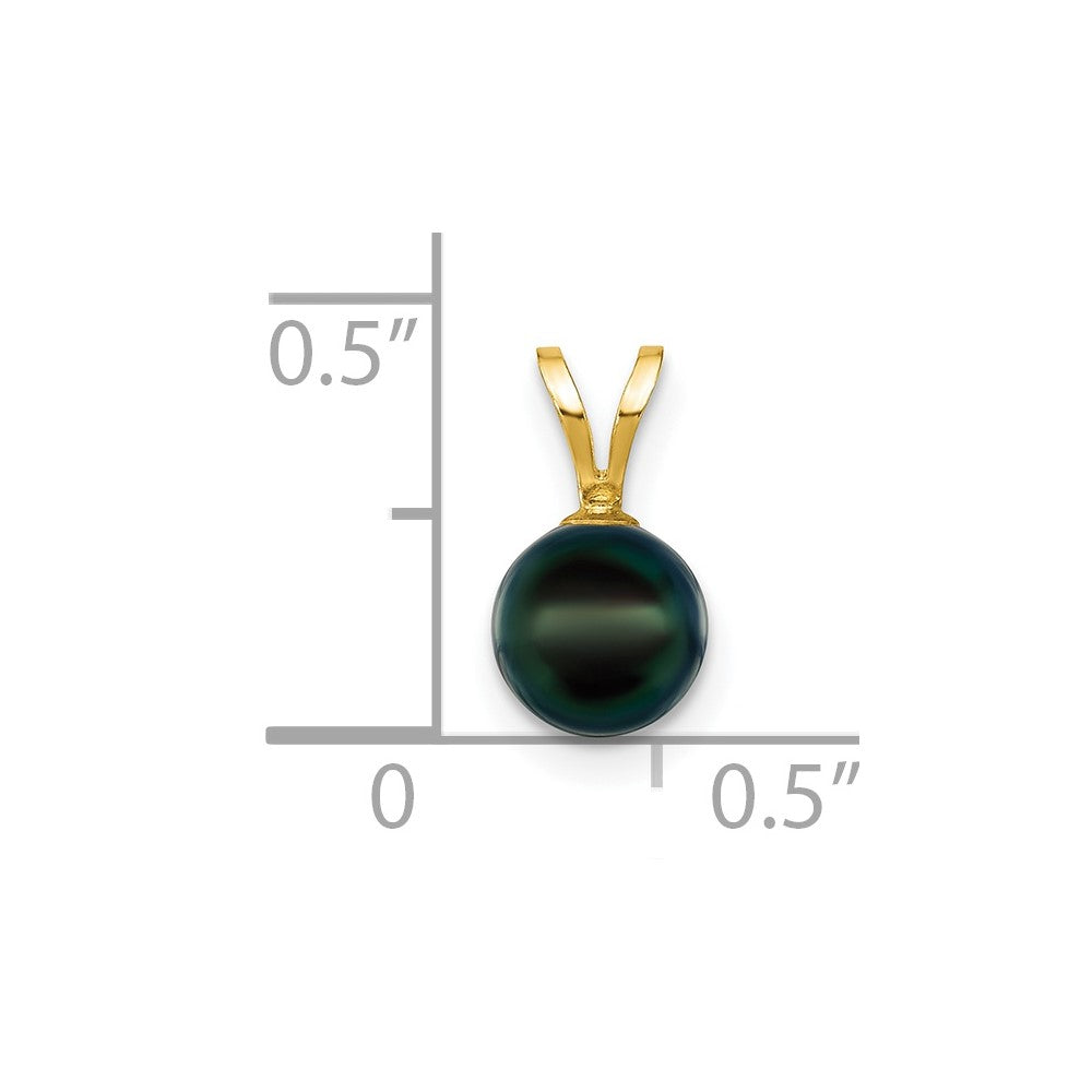 14k 6-7mm Black Round Akoya Saltwater Cultured Pearl Pendant