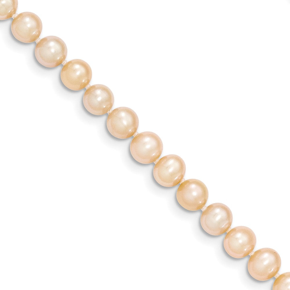 14k Yellow Gold 5-6mm Pink Near Round Freshwater Cultured Pearl Necklace