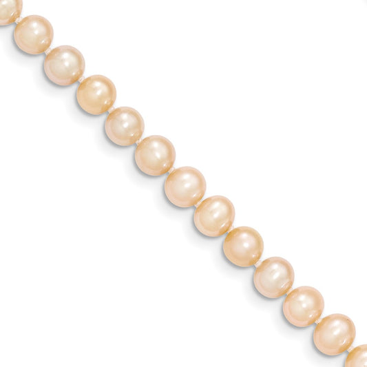 14k Yellow Gold 5-6mm Pink Near Round Freshwater Cultured Pearl Necklace
