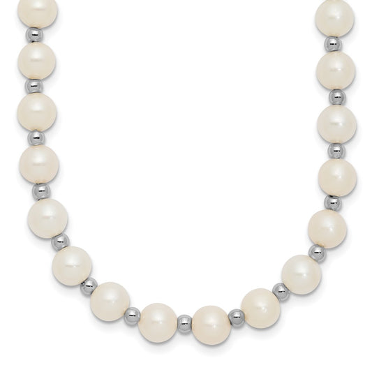 14k White Gold 6-7mm White Near Round FW Cultured Pearl Necklace