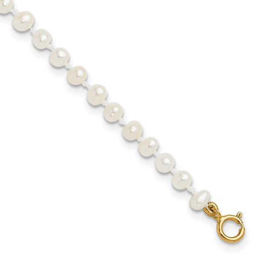 14k Madi K 3-4mm White Egg Shape Freshwater Cultured Pearl 6 inch Bracelet